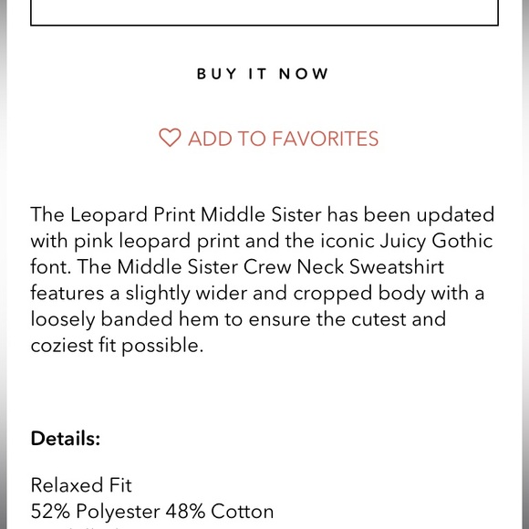 Brunette the Label x Juicy Couture pink leopard print Brunette sweat shirt M|L - Picture 8 of 8